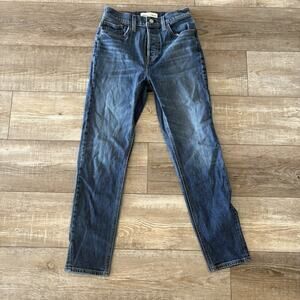 Denim Forum Aritzia Yoko High Rise Ankle Slim Button Fly Blue 26 Organic Cotton‎